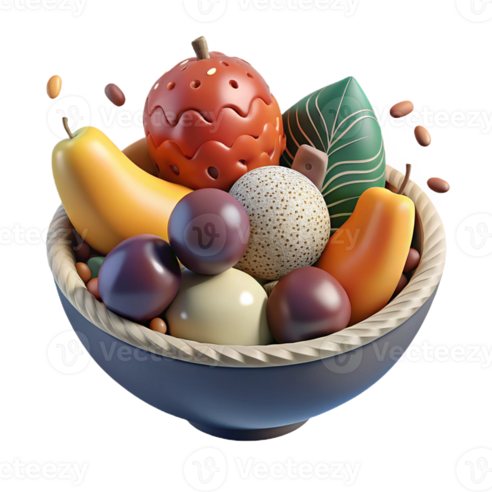 extraordinary artistic Organic Fruits in Bowl Top View Cutout detailed png