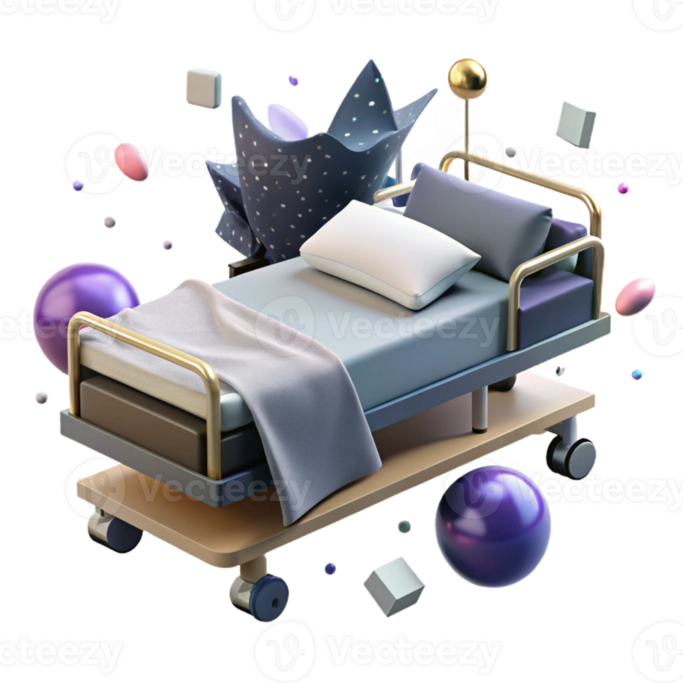 wonderful abstract Hospital Bed Side View Empty White Sheets Isolated original png