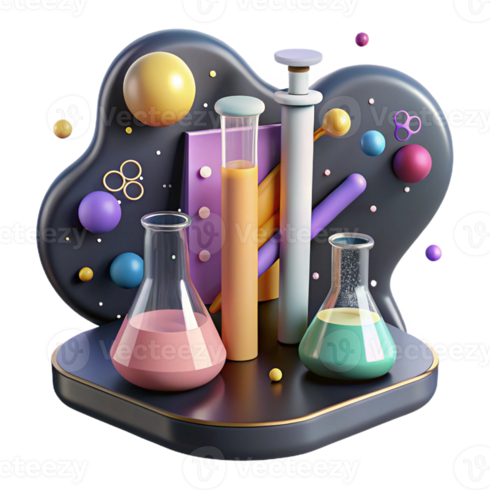 vibrant abstract Biotech Lab Equipment Pipettes Multicolored Cutout professional png