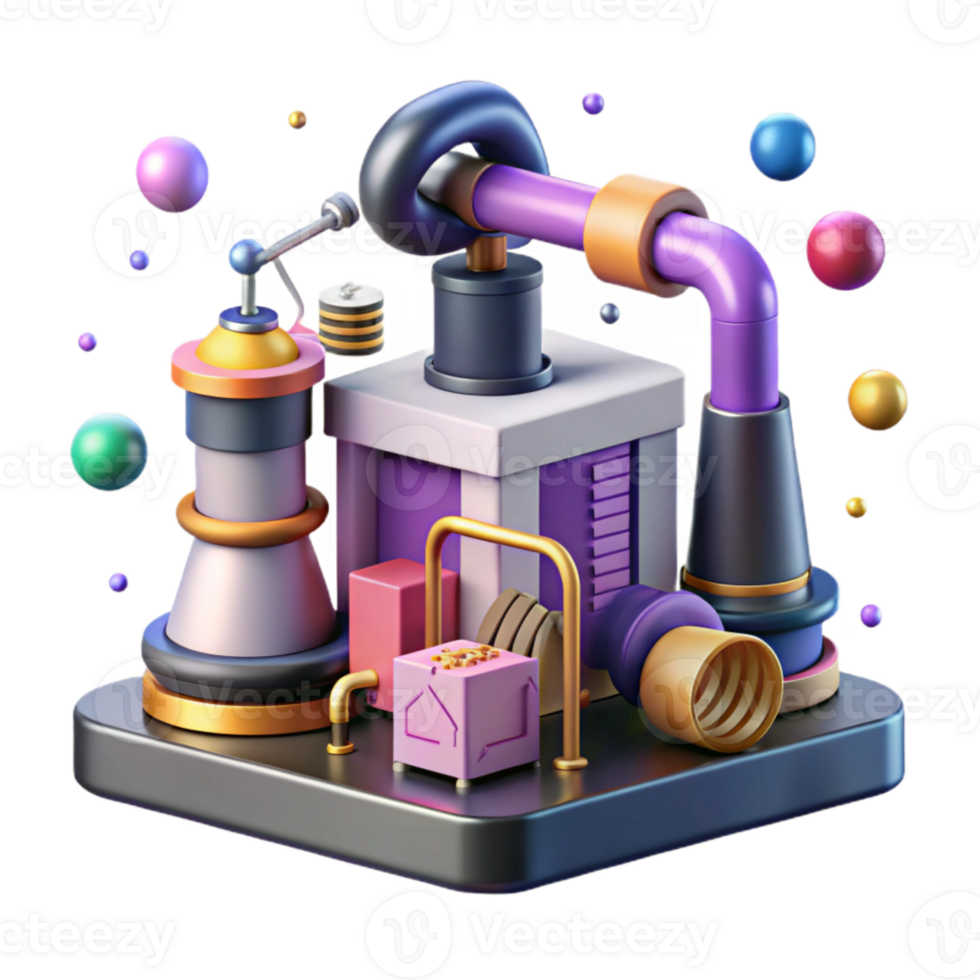 magnificent artistic Modern Factory with Robotic Arms Transparent Background high quality png