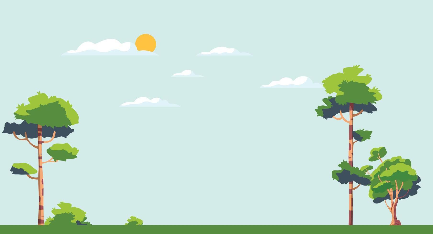 illustration of tall trees in a forest, isolated on a clean background, showcasing the beauty of nature and a serene, peaceful forest scene with lush greenery vector