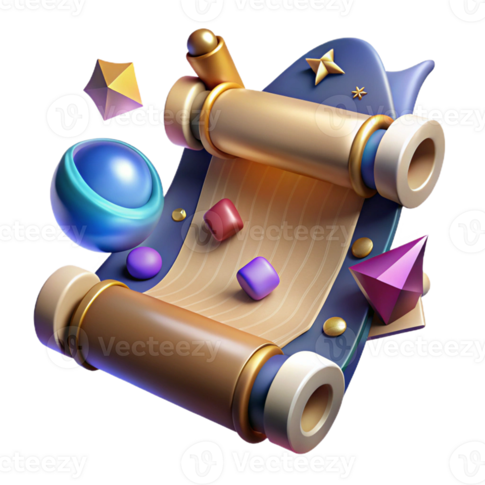 wonderful rustic Open Scroll with Ancient Prophecy Transparent Background genuine png