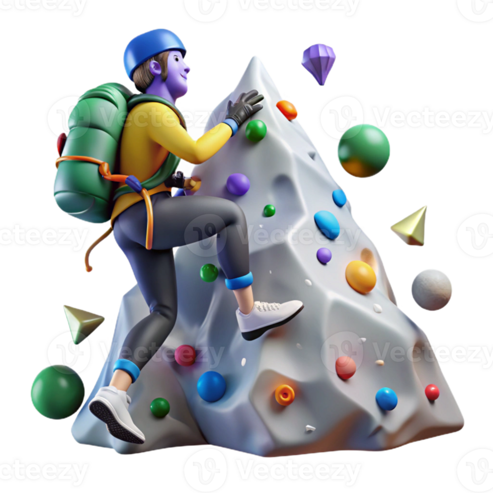 extraordinary creative Determined Individual Climbing Mountain Transparent Background premium png