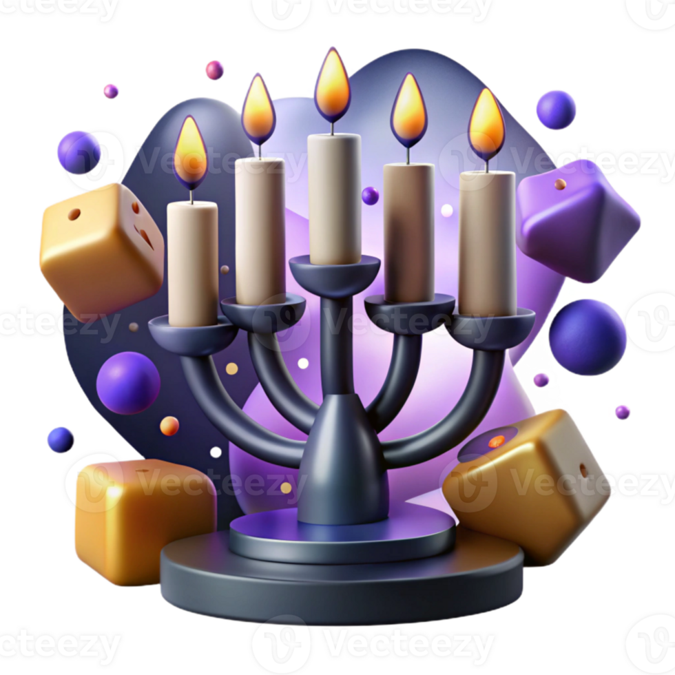 beautiful artistic Menorah with Nine Candles Isolated original png