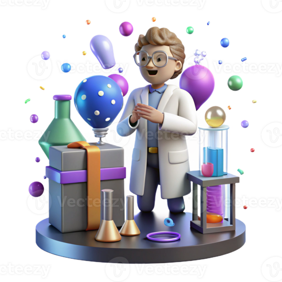 serene modern Nanotech Research Lab Scene with Scientist Isolated high quality png