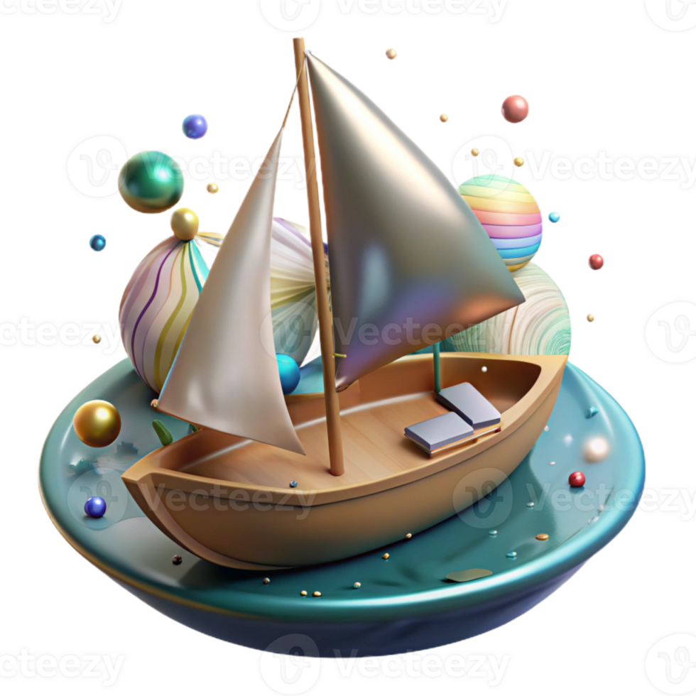 dramatic modern Sailboat on Calm Water Cutout premium png