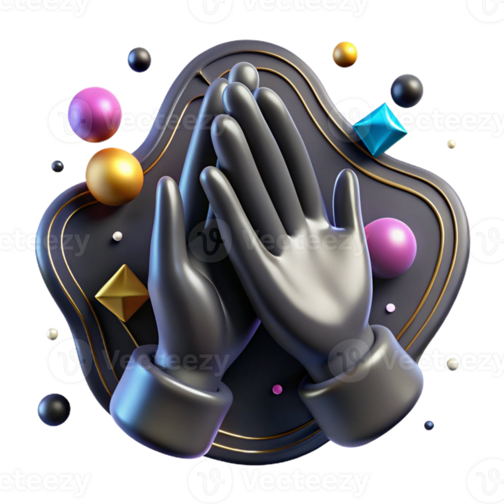 elegant modern Silhouette of Praying Hands Transparent Background high resolution png