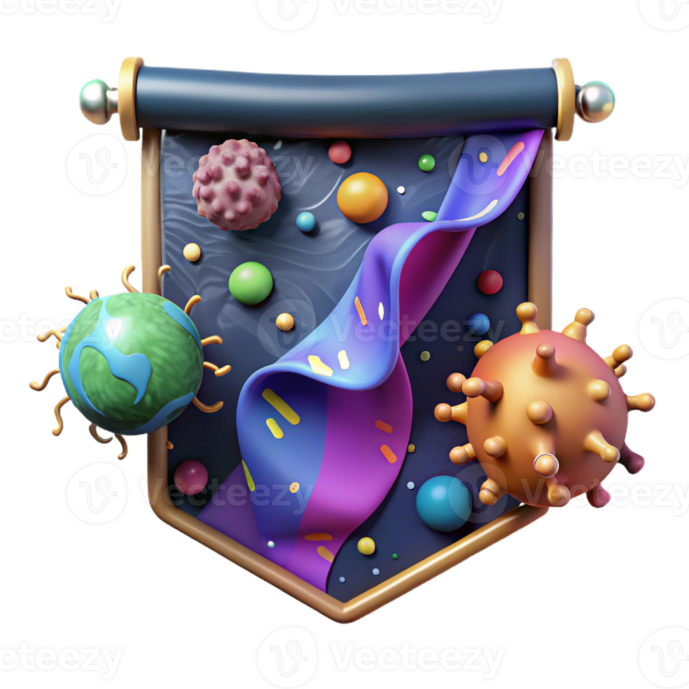 stunning traditional Microbial World Banner Colorful Design Transparent Background premium png