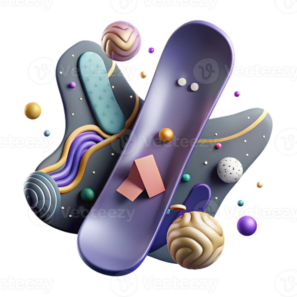 vibrant rustic Snowboard with Graphics Cutout premium png