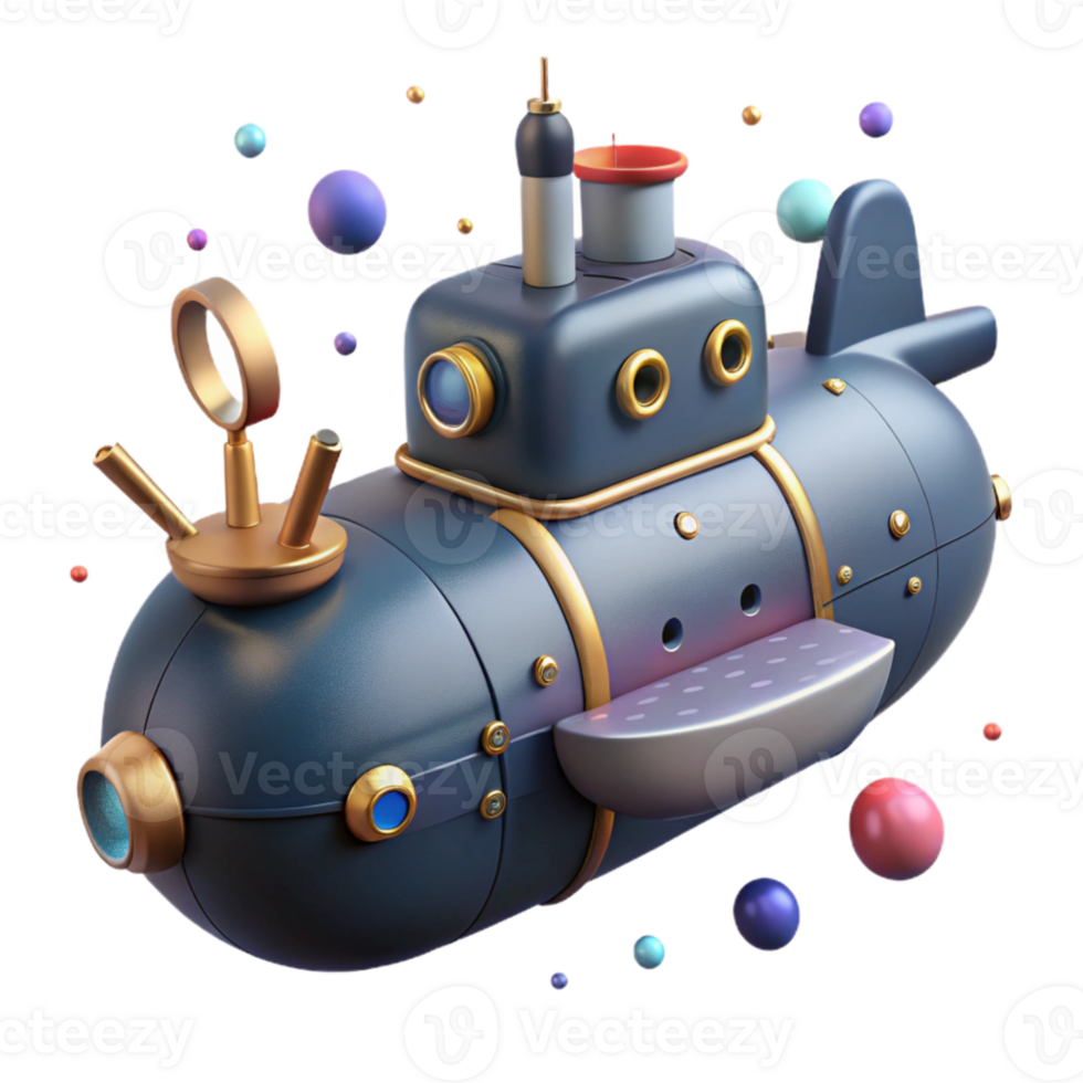 beautiful artistic Submarine Side View Cutout with Detailed Interior png