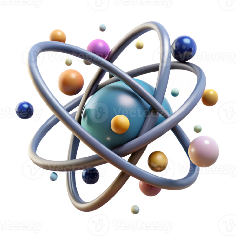 extraordinary artistic Atomic Nucleus Structure 3d Model Transparent Background premium png