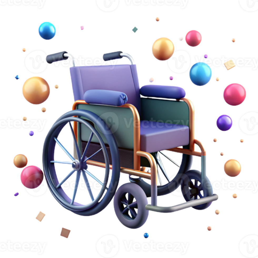 vibrant contemporary Wheelchair Side View Isolated Element high resolution png