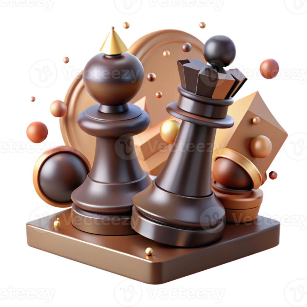beautiful minimalist Chess Pieces Strategic Thinking Brown Transparent Background png