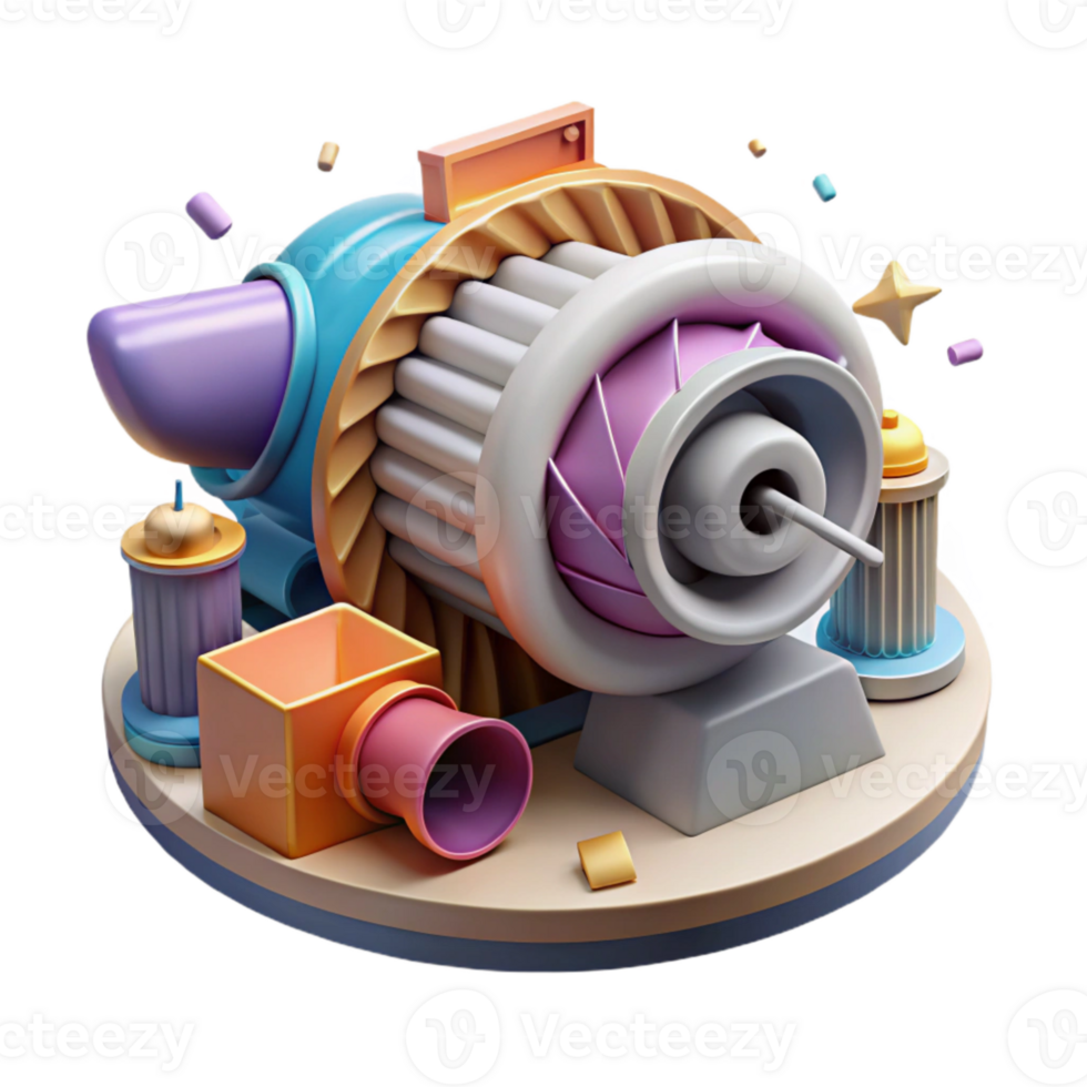 beautiful artistic Hydroelectric Turbine Cross Section Isolated Cutout png