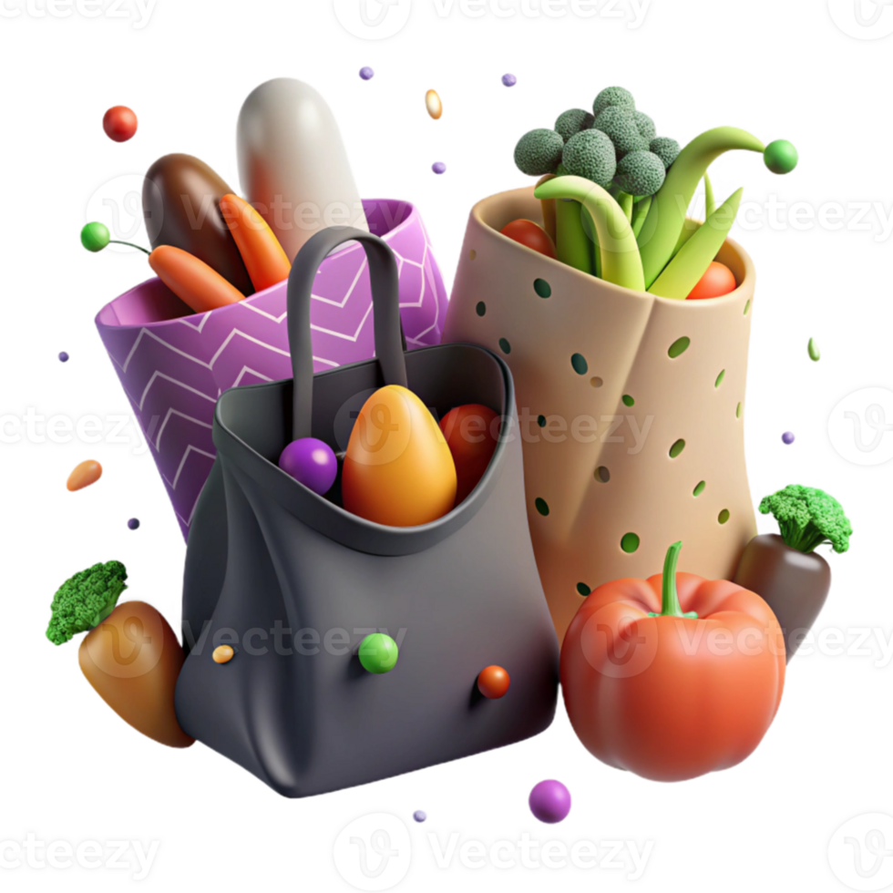 impressive traditional Reusable Produce Bags Filled with Vegetables Transparent Element authentic png