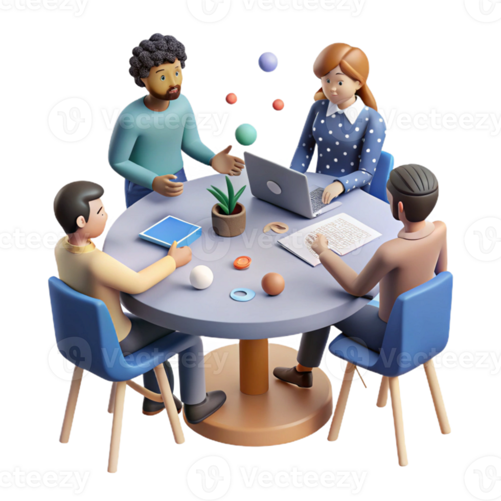 beautiful modern Team Discussing Strategy Around Table White Cutout professional png