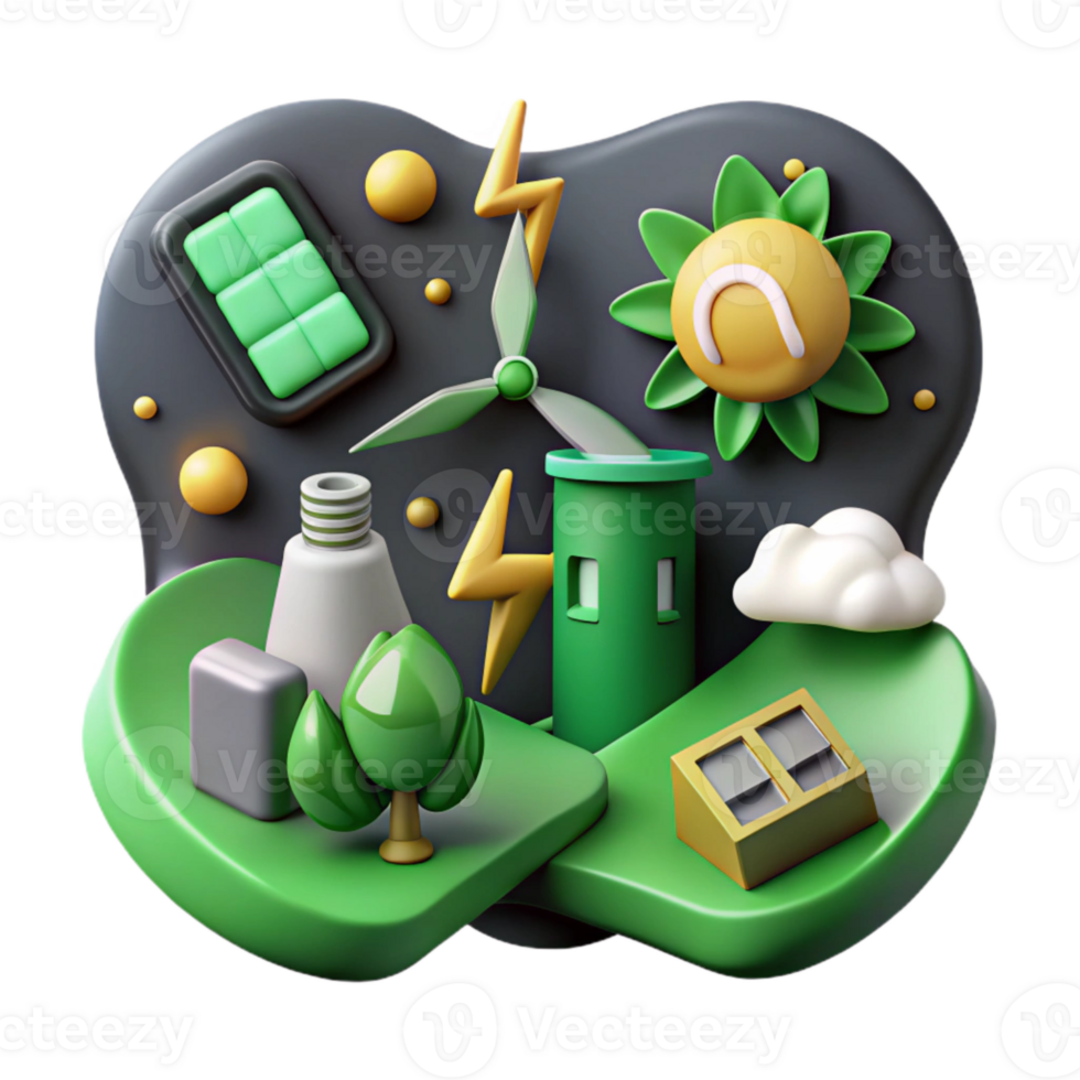 beautiful minimalist Green Energy Icons Set Minimalist Style Isolated professional png