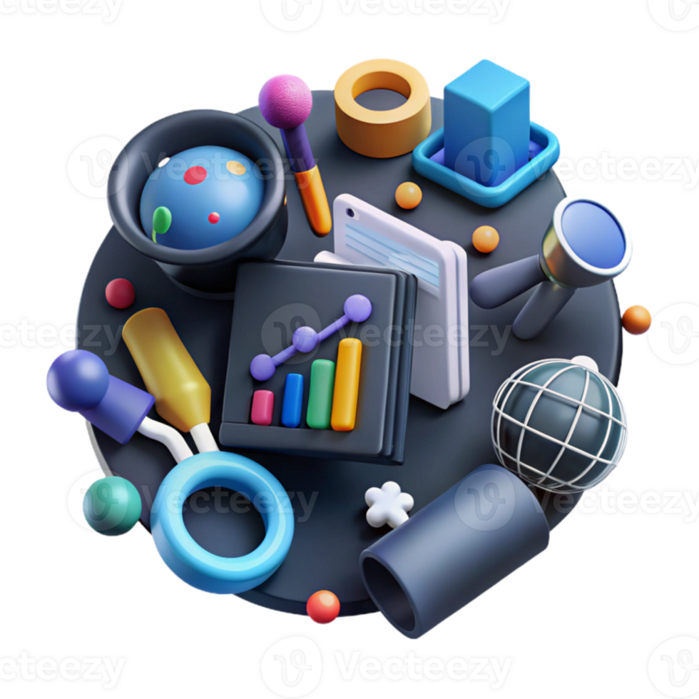 beautiful rustic Linguistics Research Tools and Equipment Cutout Overhead View authentic png