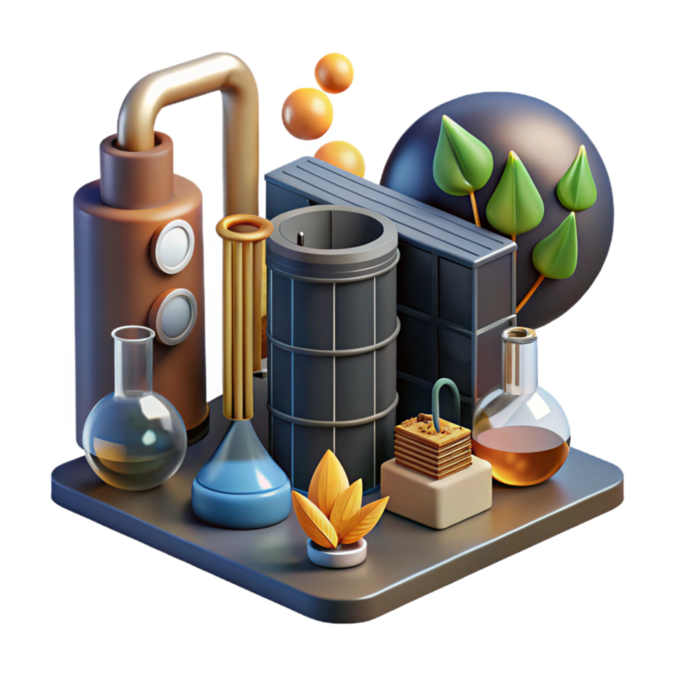 impressive abstract Biofuel Production Process Diagram Transparent Background authentic png