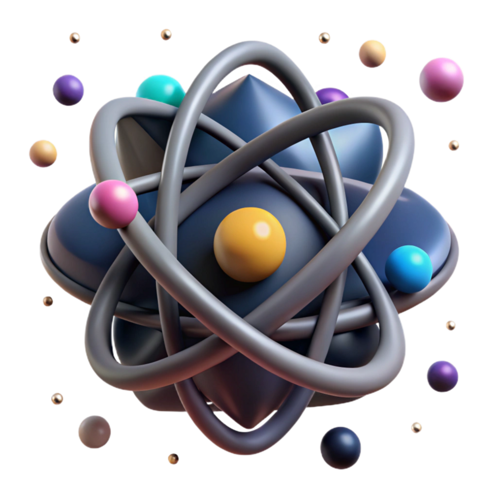 elegant modern Quantum Atom Model Cutout on Transparent Background png