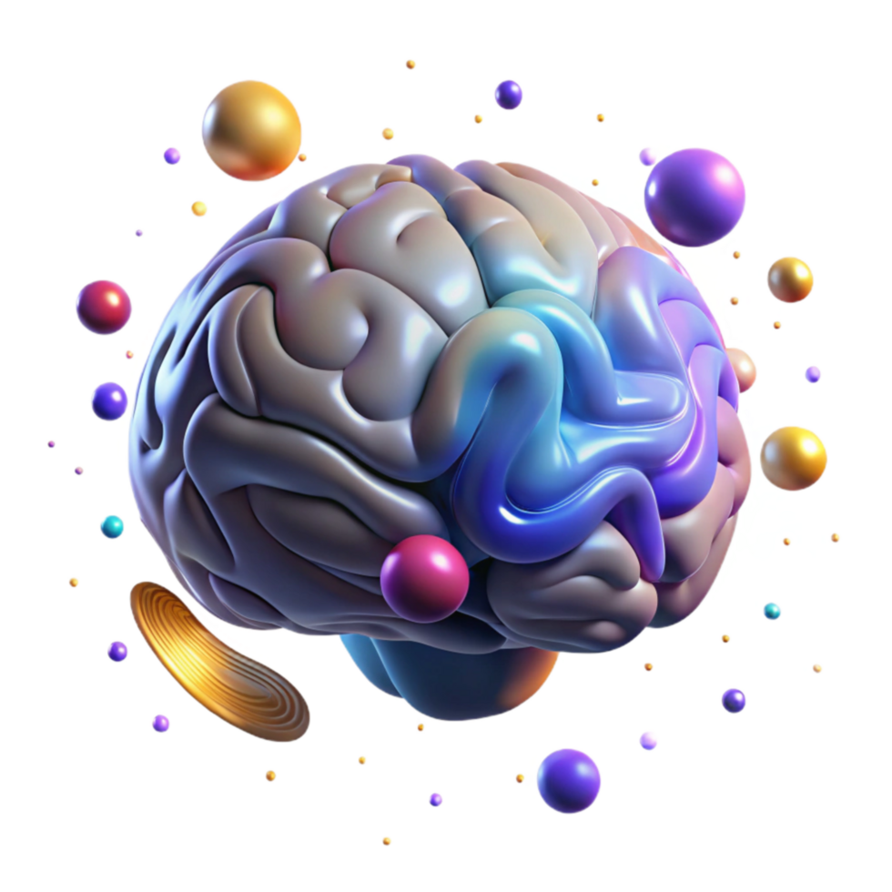 wonderful vintage Brain with Illuminated Regions Transparent Background professional png