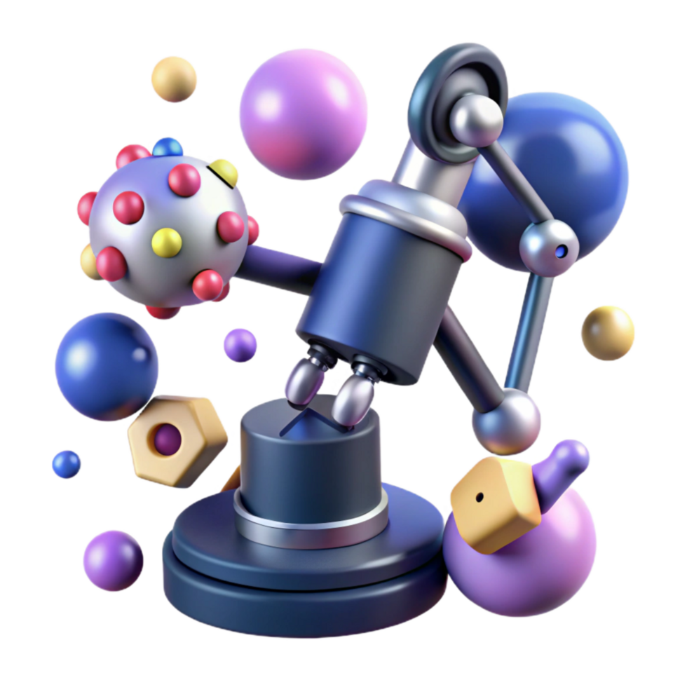 impressive abstract Nanobot Arm Manipulating Molecule Isolated high quality png