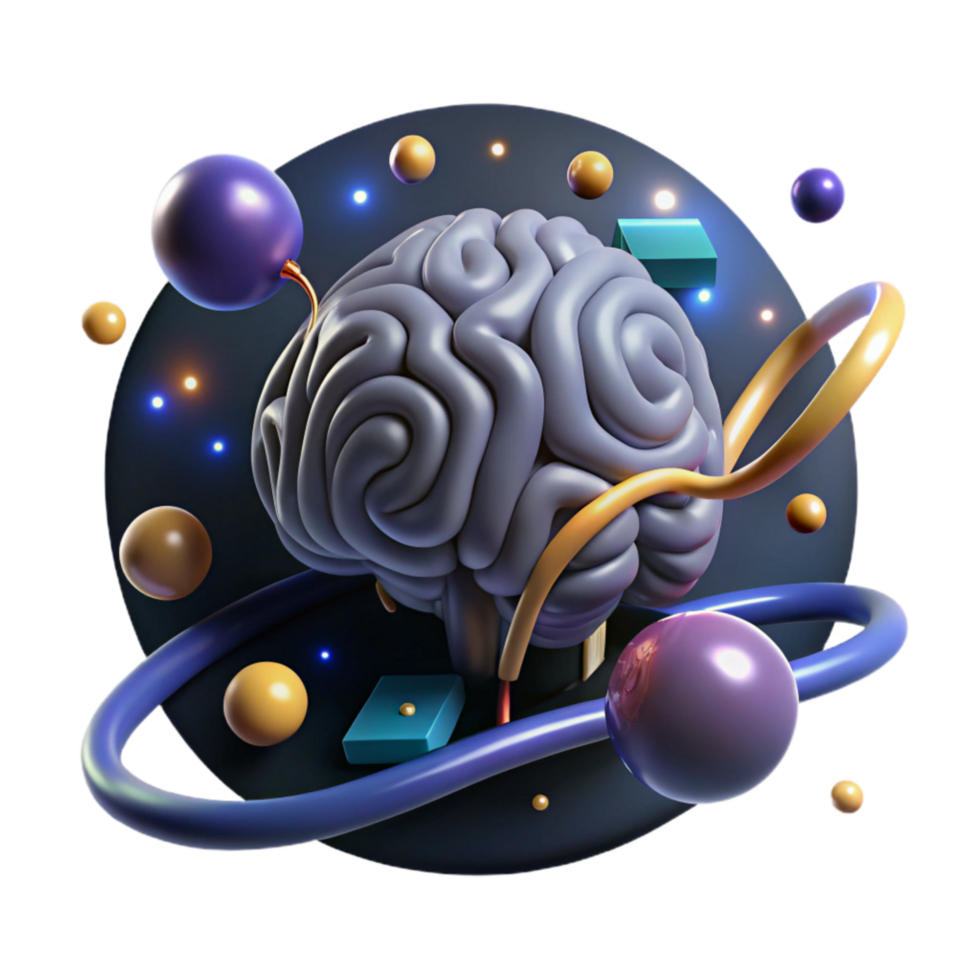 extraordinary vintage Brain with Glowing Pathways Isolated Element professional png