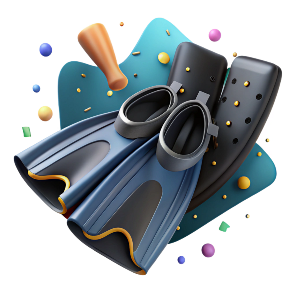 serene creative Scuba Fins Pair Cutout with Realistic Detail original png