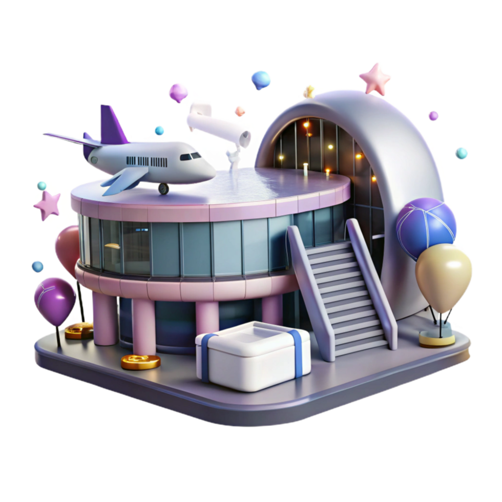 dramatic traditional Airport Terminal Side View Transparent Background authentic png