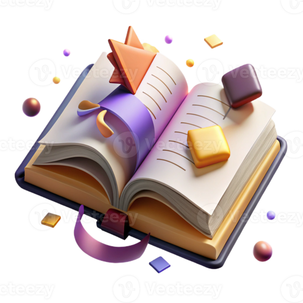 vibrant abstract Ancient Language Dictionary Isolated Open Book high resolution png