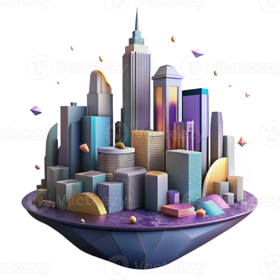 beautiful abstract Cityscape Skyline at Dusk Cutout professional png