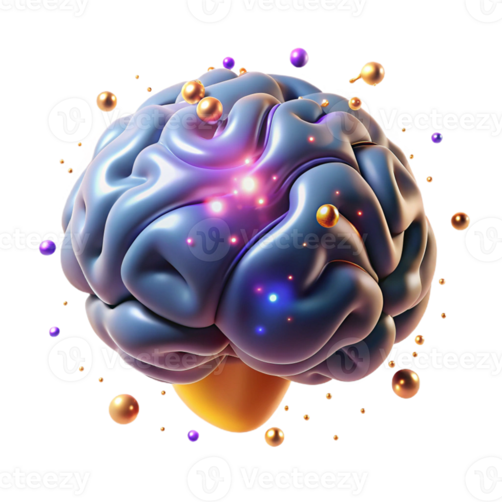 vibrant abstract Brain with Glowing Synapses Isolated Element professional png