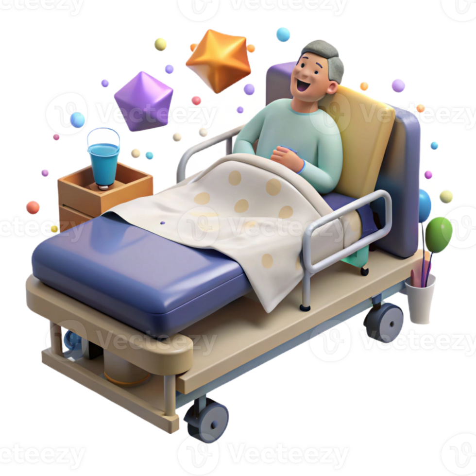 elegant creative Hospital Bed with Patient Transparent Background png