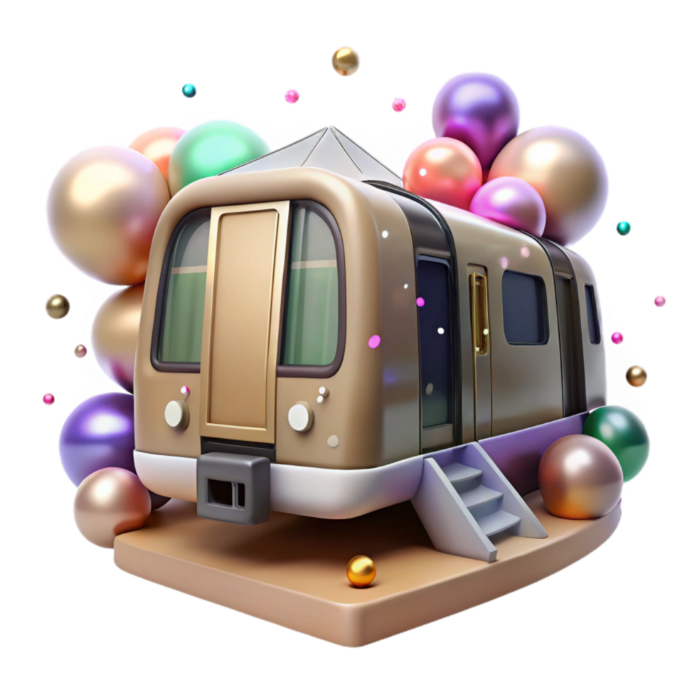 elegant traditional Subway Train Front View Isolated premium png