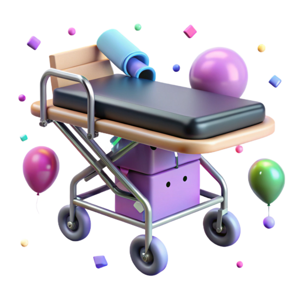 elegant modern Stretcher with Wheels Isolated Element authentic png