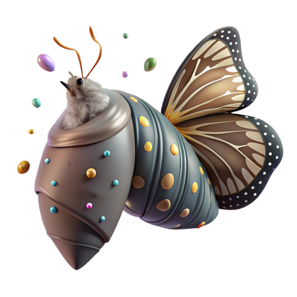 stunning artistic Butterfly Emerging From Cocoon Side View Isolated high quality png