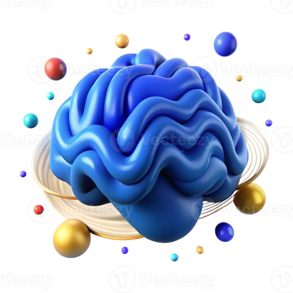 wonderful modern Brain Waves Illustrated Blue Isolated genuine png