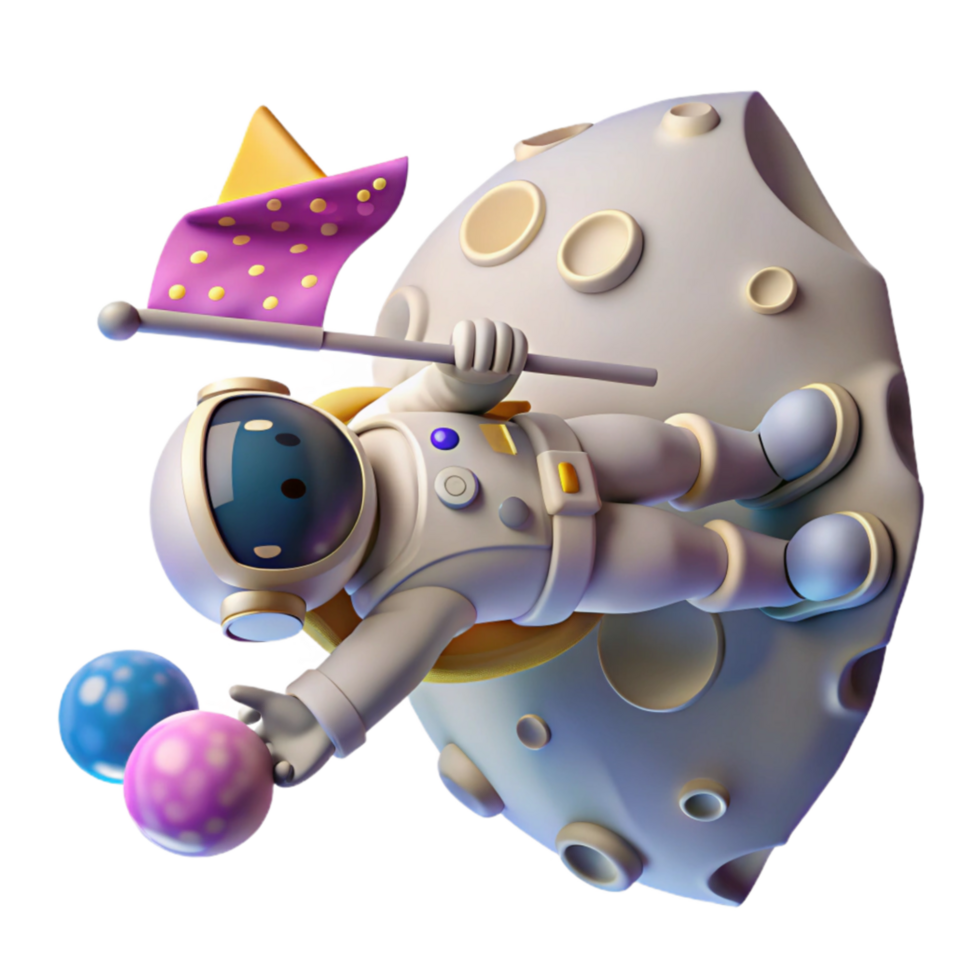 impressive abstract Astronaut Holding Flag on Moon Surface Cutout high resolution png
