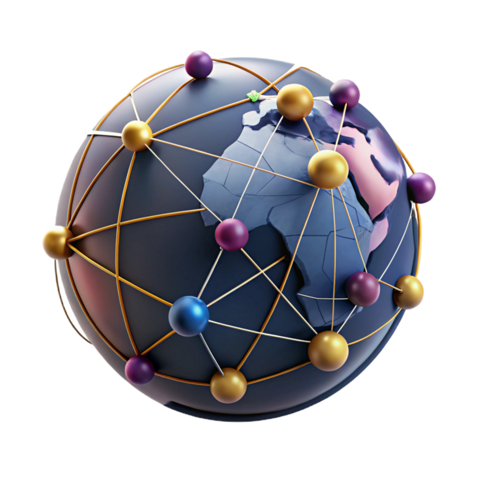 deslumbrante vintage global comércio rede com conectando linhas transparente fundo profissional png