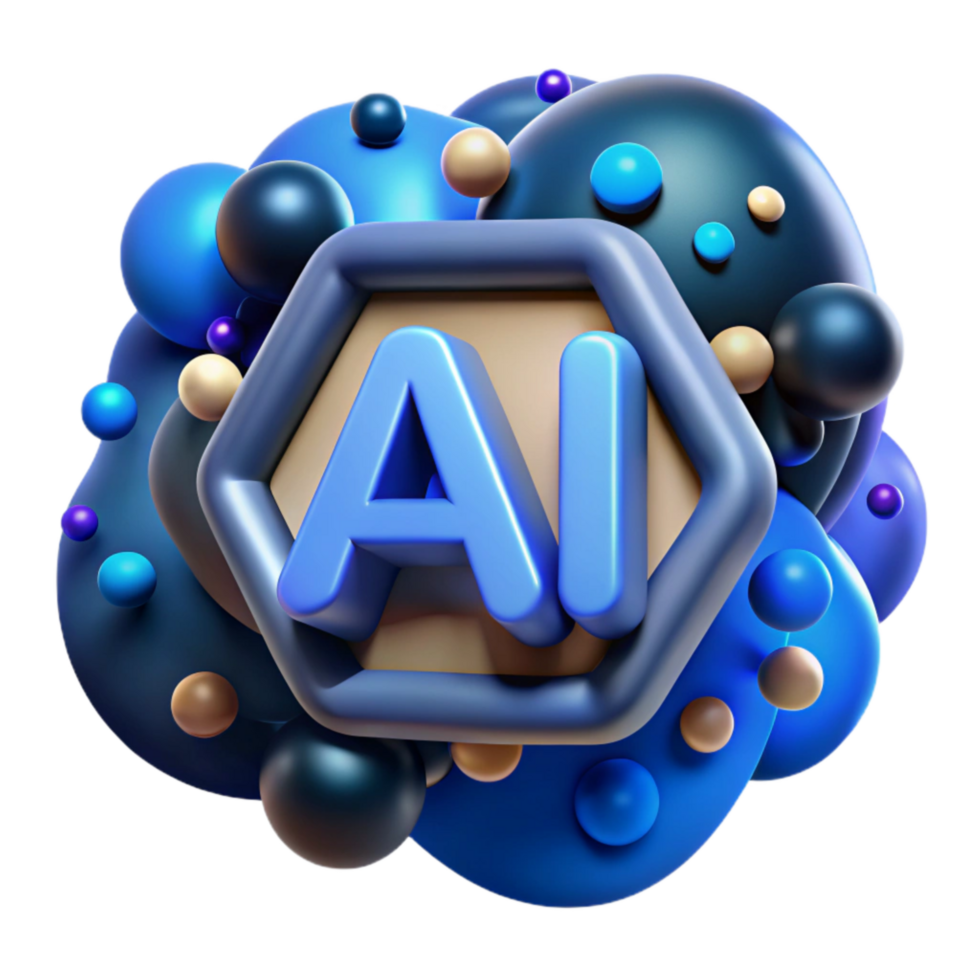 impressive artistic Artificial Intelligence Text Logo with Blue Gradient Transparent Background premium png
