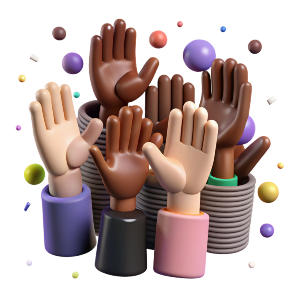 wonderful creative Raised Hands Different Skin Tones Cutout Isolated exclusive png