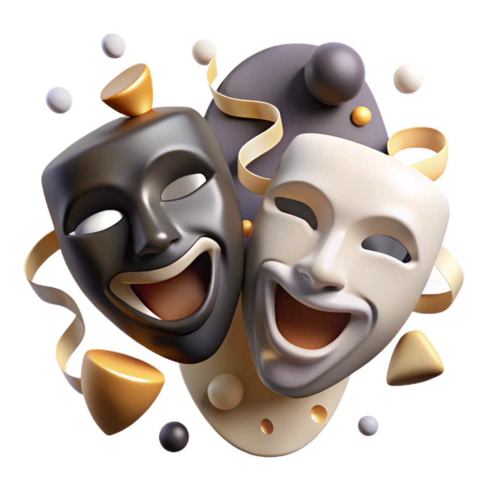 vibrant modern Theater Masks with Dramatic Expressions Transparent png