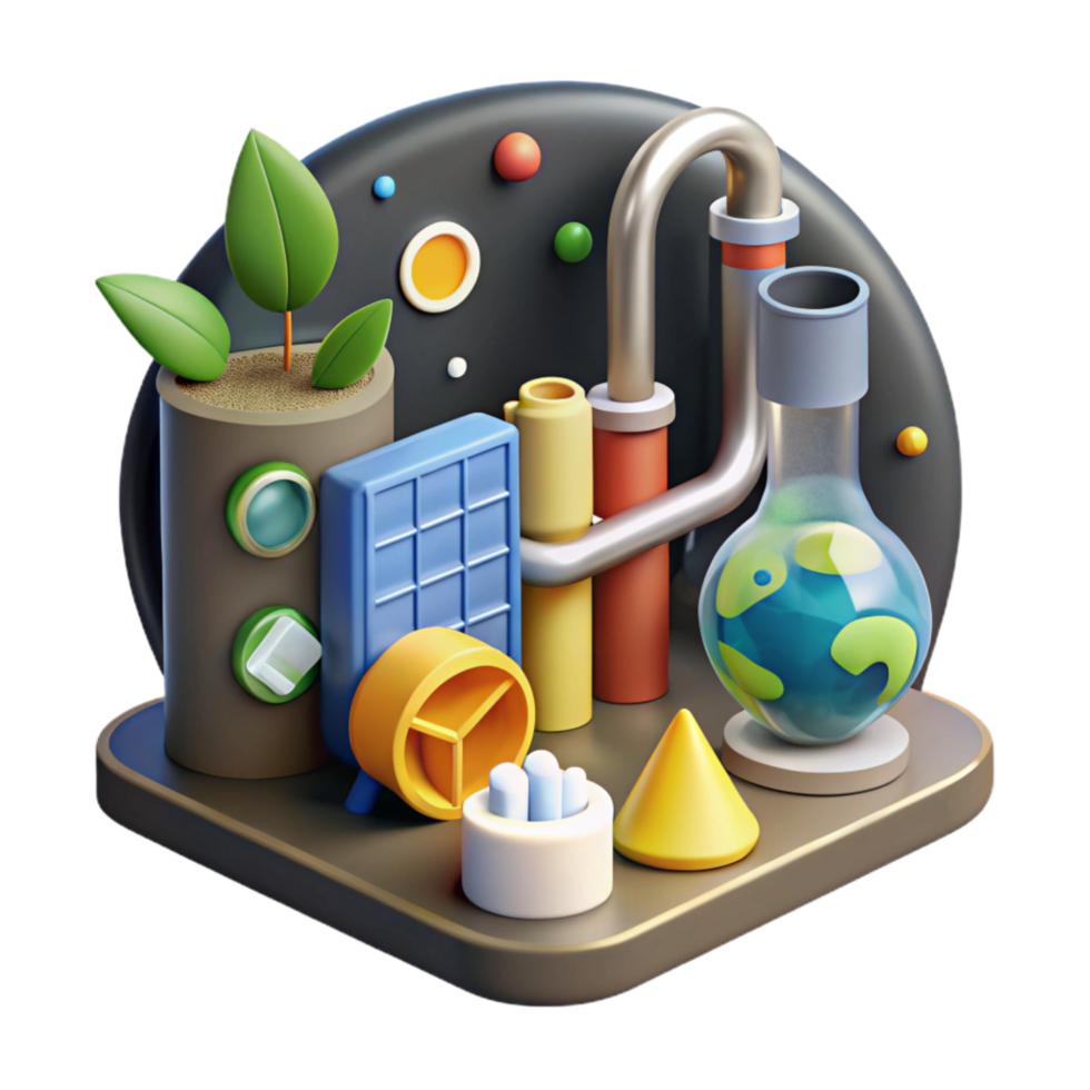 vibrant minimalist Biofuel Production Process Diagram Transparent Background png