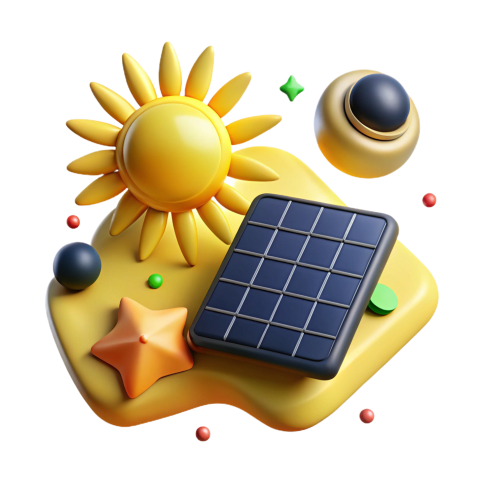 impressive abstract Solar Energy Icon Set with Bright Yellow Sun Cutout detailed png