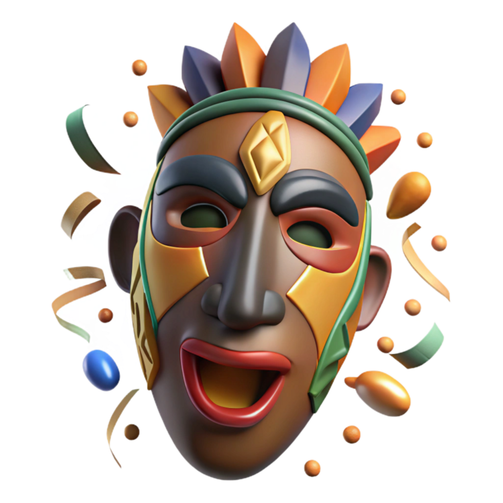 vibrant traditional Traditional African Mask Side View Cutout Element premium png