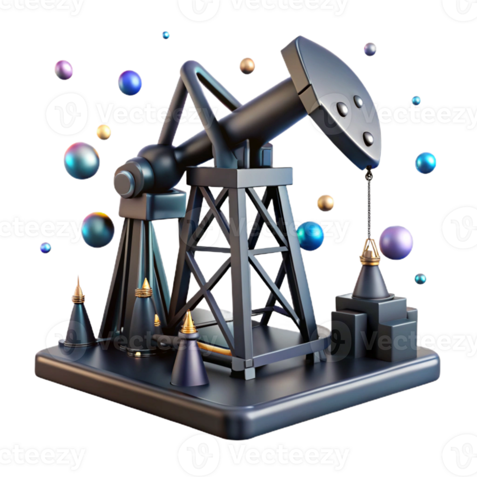 dramatic contemporary Oil Rig Silhouette Representing Energy Production Transparent Background detailed png