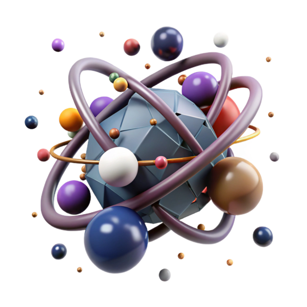 vibrant modern Subatomic Particle Decay Illustration Transparent Background authentic png