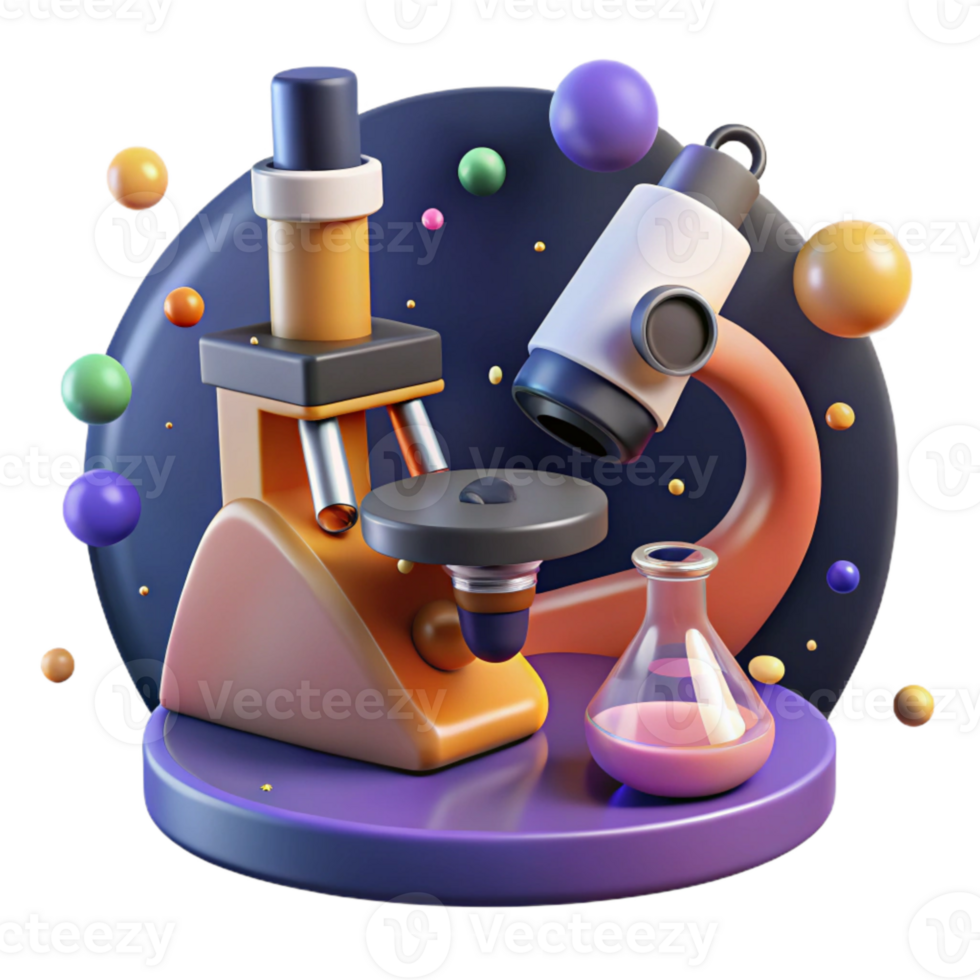 wonderful rustic Nanotech Laboratory Equipment Microscope and Beaker Isolated png