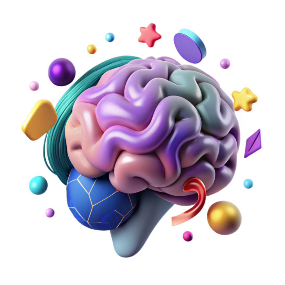 dramatic creative Human Brain Silhouette Colorful Isolated exclusive png