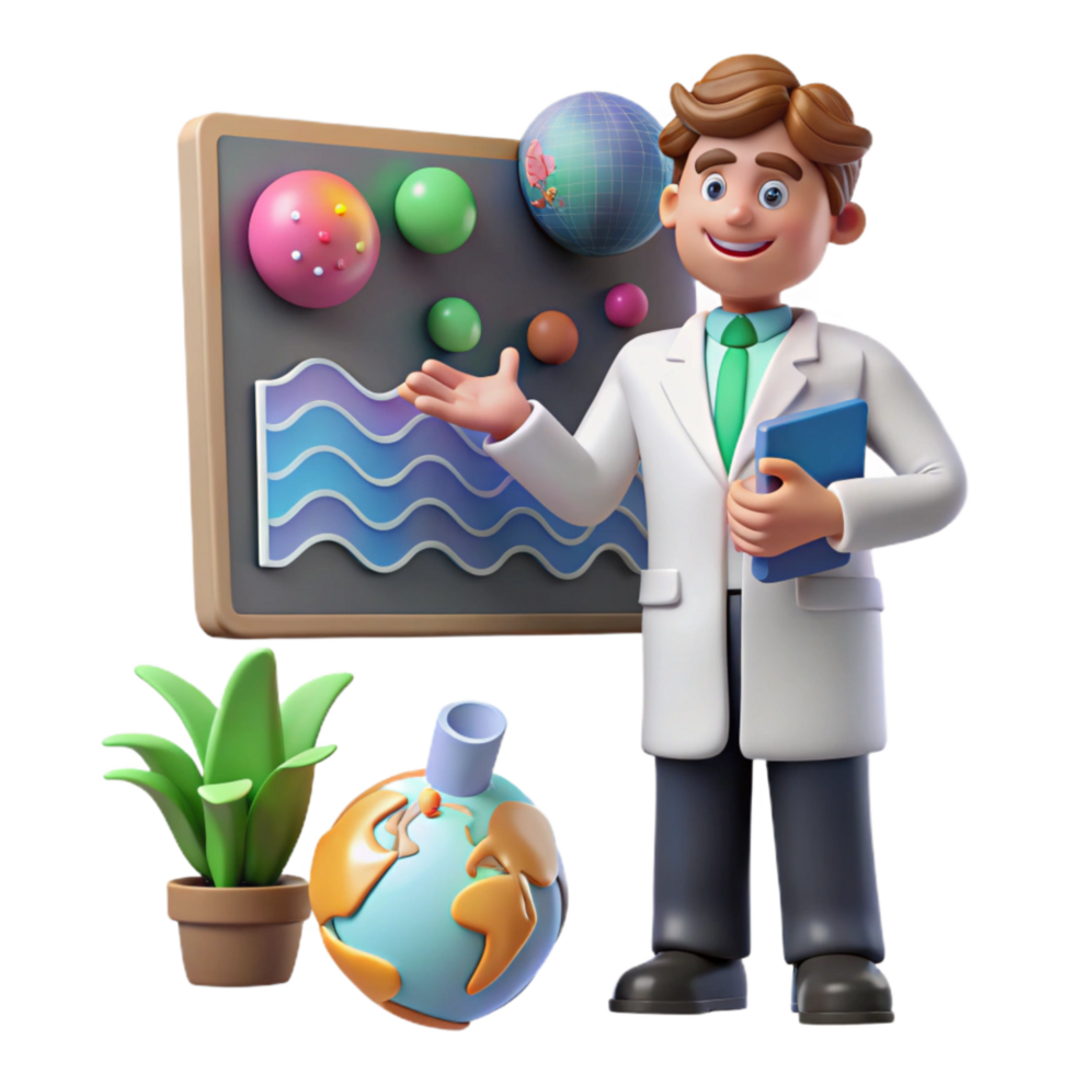 impressive traditional Scientist Presenting Climate Data Isolated original png